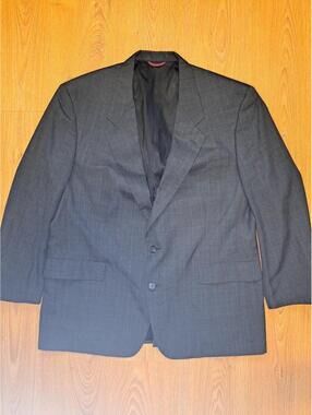 Hart Schaffner Marx Sport Coat Mens 46R Gray Glen Plaid